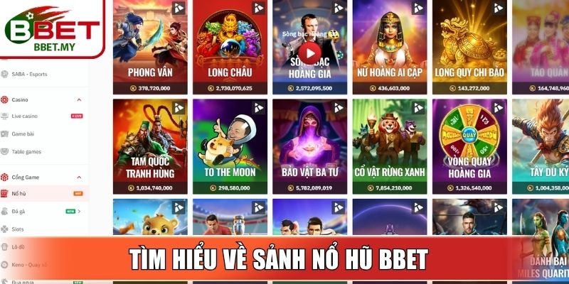 Tìm hiểu về sảnh nổ hũ BBet