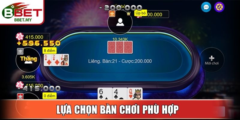 Lựa chọn bàn chơi phù hợp