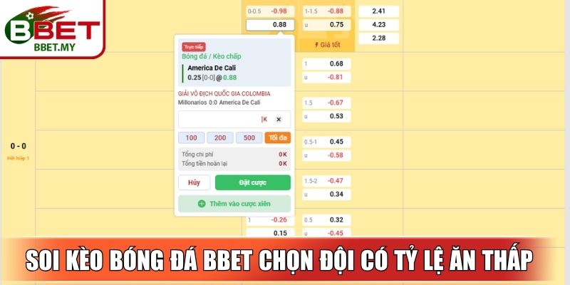 Soi kèo bóng đá BBet chọn đội có tỷ lệ ăn thấp
